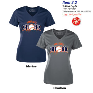 Item 02 Monarques Baseball AA T-Shirt Dryfit Femme ATC L3520 2026